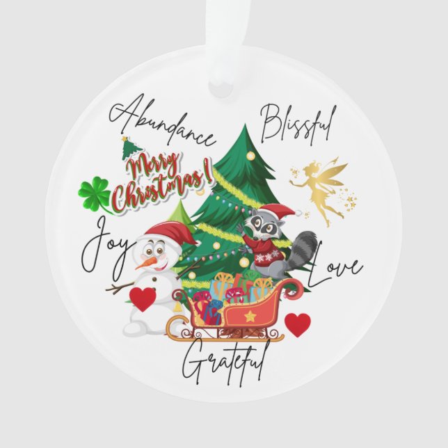Ornamento Merry Christmas Round Ornament | Love & Abundance (Frente)