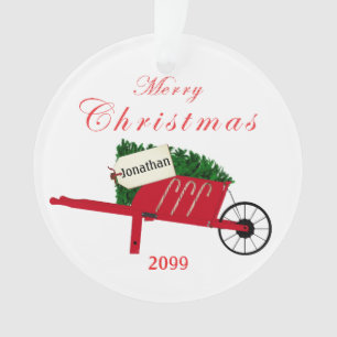 Ornamento Merry Christmas Tree Red Vintage