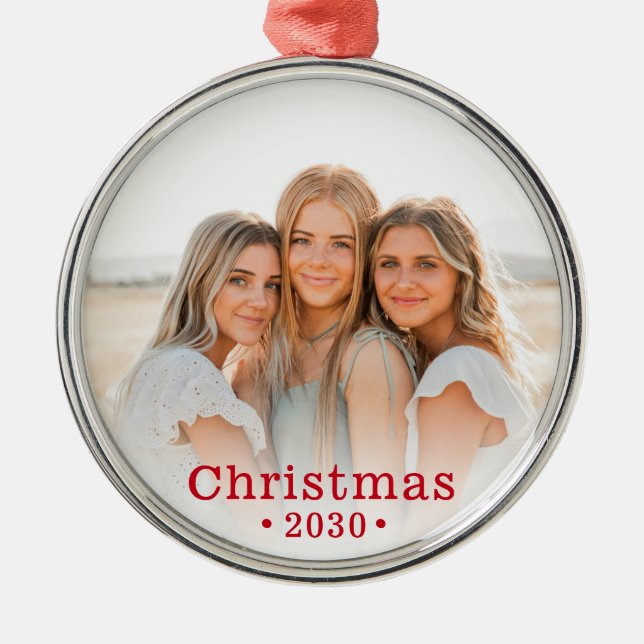 Ornamento Metálico de Fotos da Família Moderna (Frente)