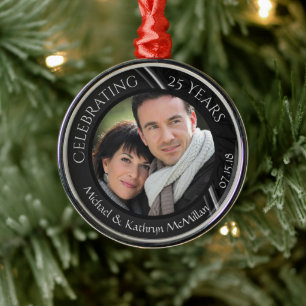 Ornamento Metálico do 25 Silver Casamento de Casam