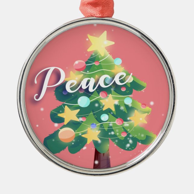 Ornamento Metálico Rosa Pink da Árvore de Natal da (Frente)