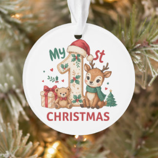 Ornamento Meu Primeiro 1º Natal Bebê Cerveja Chapéu de Papai