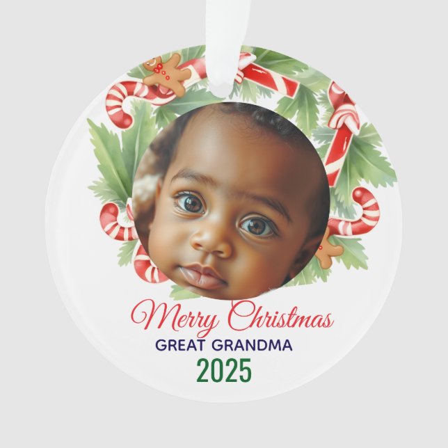 Ornamento Meu Primeiro Natal 2025: Foto Personalizada (Frente)