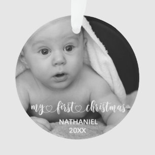 Ornamento Meu Primeiro Natal Bebê Recém-Nascido  Foto Manusc