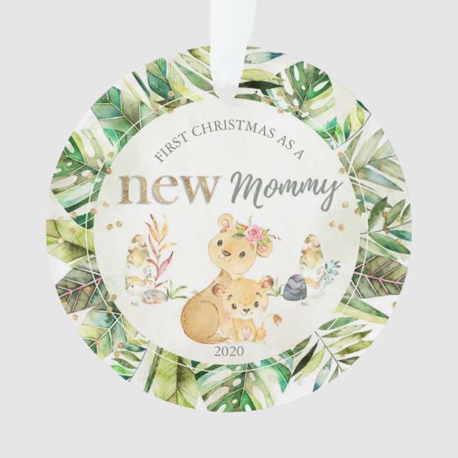 Ornamento Meu Primeiro Natal Como Uma Nova Mamãe De Lioness  (Frente)