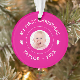 Ornamento Meu Primeiro Nome De Foto De Natal Newborn Baby Fe