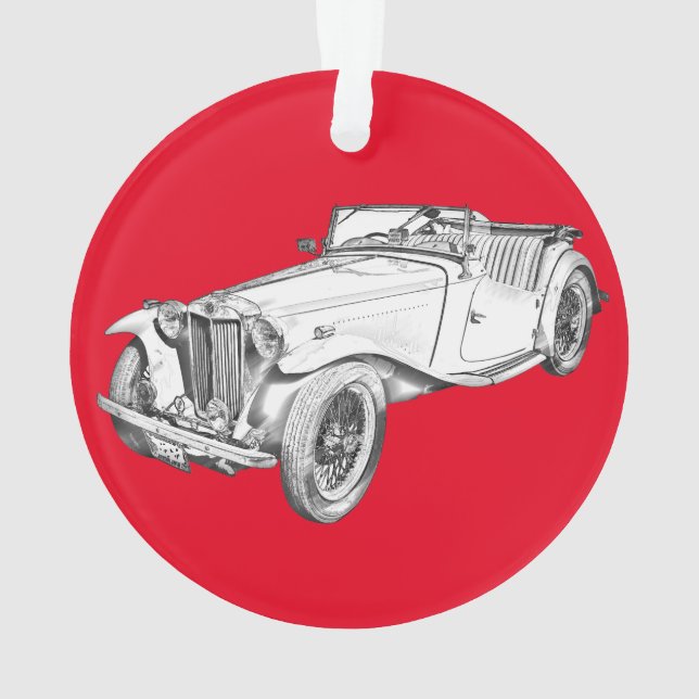 Ornamento MG - Ilustração de Carro Desportivo Antiquado Conv (Verso)