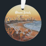 Ornamento Miami Beach Flórida Vintage Watercolor Art<br><div class="desc">Miami Beach Flórida Vintage Watercolor Art</div>