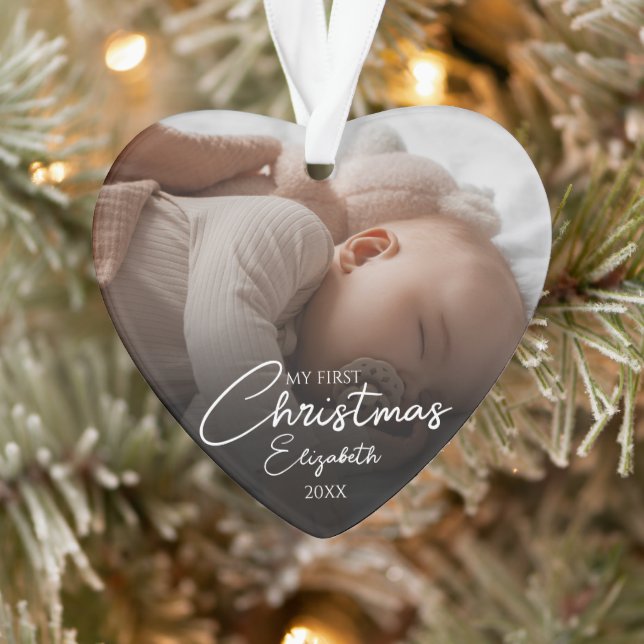 Ornamento Minha primeira foto de bebê de Natal Elegante Rote (Árvore)