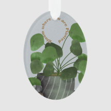 Minimalist Money Plant - Acrylic Oval Ornament