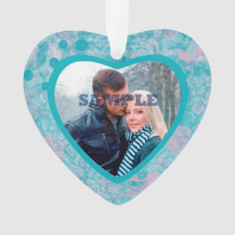 Ornamento Modelo de Fotografia do Namorados de Arte Teal Ros