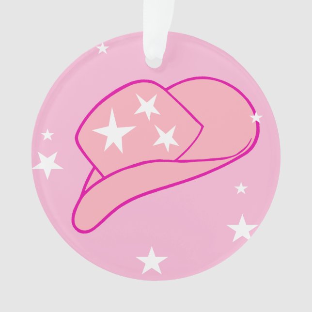 Ornamento Modern Cowgirl Western Hat Rosa (Frente)