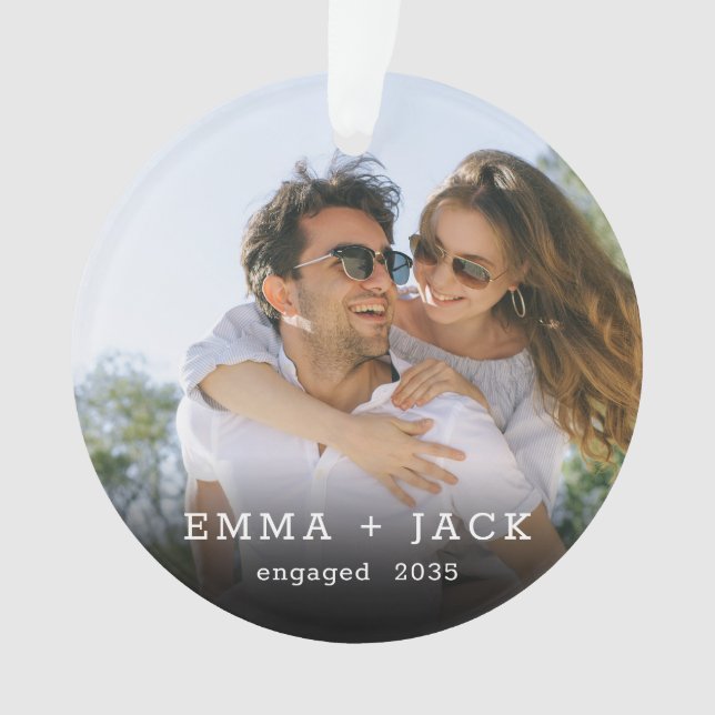 Ornamento Modern Simple Elegant Engagement Photo Keepsake (Frente)