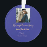 Ornamento Moderno Boho feliz aniversário adicione nome laran<br><div class="desc">Design para o amor do casal</div>