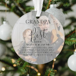 Ornamento Moderno 'GRANDPA' 2 Nomes de Foto e Cotação de Nat<br><div class="desc">Avise ao vovô o quanto ele significa para você com este belo Enfeites de natal fotográfico 2. Apresentando 2 de suas fotos favoritas,  uma camada branca,  o texto 'Avô você é o Melhor',  nome(s) e uma citação doce. Todo texto é facilmente personalizado usando o modelo fornecido.</div>