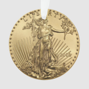 Ornamento Moeda Dourado de Eagle