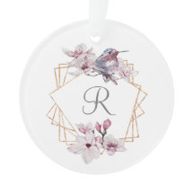 Moldura Dourada de Magnólias Brancas Rosa Monogram