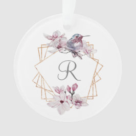 Ornamento Moldura Dourada de Magnólias Brancas Rosa Monogram