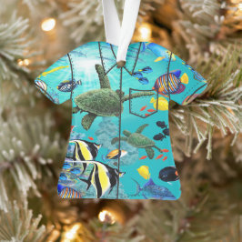 Ornamento Molokini Cove Havaí Camisa De Peixes Tropicais Alo
