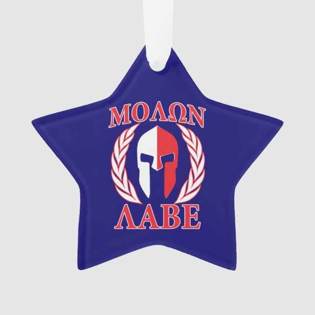 Ornamento Molon Labe Spartan Armor Laurels Marinho Azul (Frente)