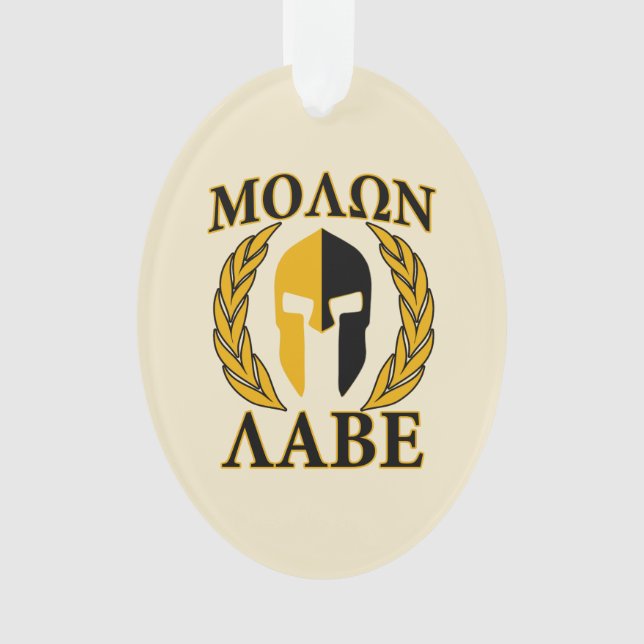 Ornamento Molon Labe Spartan Helmet Laurels Warm Beige (Frente)