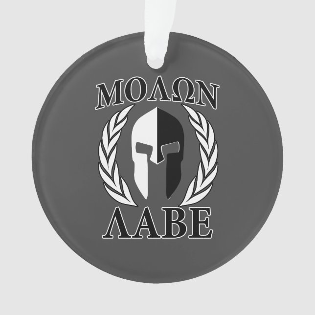 Ornamento Molon Labe Spartan Mask Laurels Black & White (Frente)