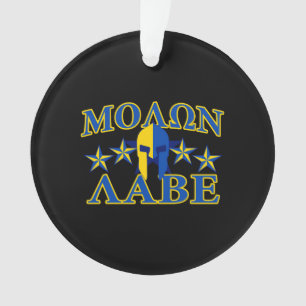 Ornamento Molon Labe Spartan Warrior 5 estrelas Amarelo Azul