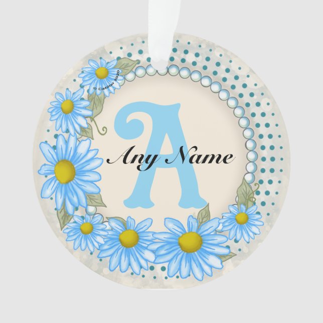 Ornamento Monograma Daisy Azul (Frente)