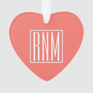 Ornamento Monograma de Iniciais Branco Sobre O Coral