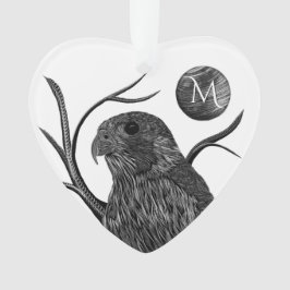 Ornamento Monograma de lua cheia de falcão