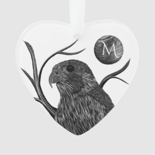 Ornamento Monograma de lua cheia de falcão