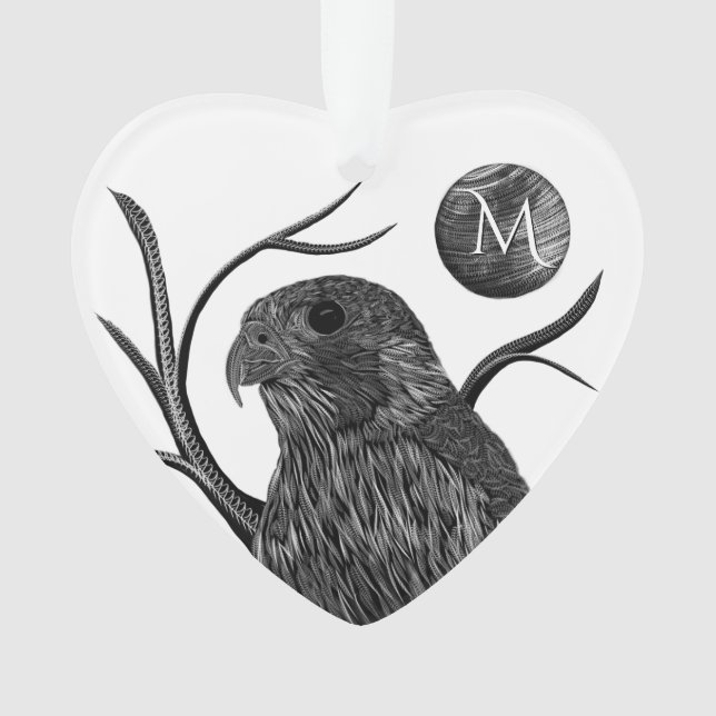 Ornamento Monograma de lua cheia de falcão (Frente)