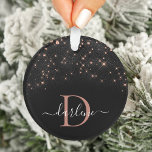 Ornamento Monograma de luxo elegante com brilho Dourado Glit<br><div class="desc">Crie seu próprio ornamento esparso personalizado de diamante preto e rosa com seu monograma e nome personalizados.</div>