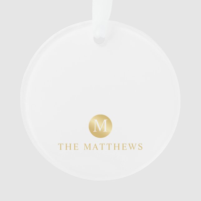 Ornamento Monograma Dourado e branco de luxo (Frente)