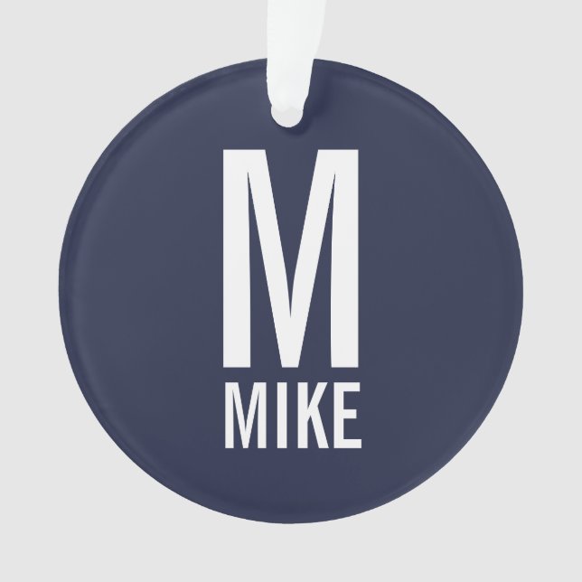 Ornamento Monograma e Nome Personalizados em Negrito Moderno (Frente)