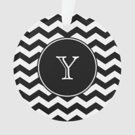 Ornamento Monograma em Chevron Preto e Branco