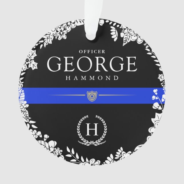 Ornamento Monograma feito sob encomenda temático da polícia (Frente)