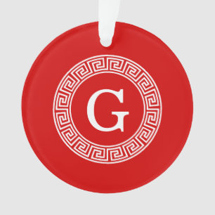 Ornamento Monograma Inicial do Quadro-chave grego Red What