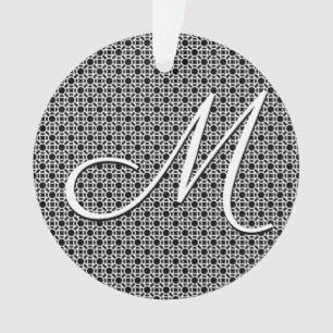 Ornamento Monograma Inicial Geométrico Preto e Branco