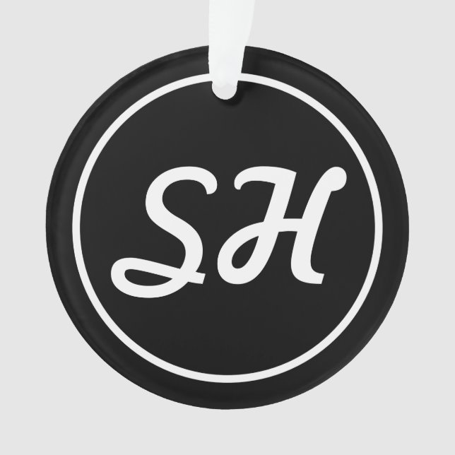 Ornamento Monograma legal do Estilo Retromoderno | Preto e b (Frente)