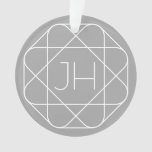 Ornamento Monograma legal, Estilo de Dica Cinzas e brancas