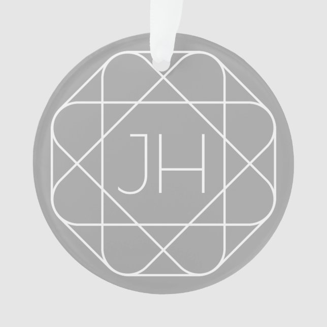 Ornamento Monograma legal, Estilo de Dica | Cinzas e brancas (Frente)