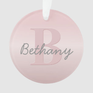 Ornamento Monograma & Nome Personalizado Rosa Fofo
