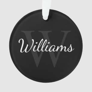 Ornamento Monograma Personalizado e Nome Preto