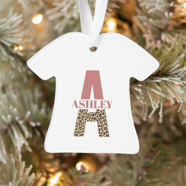 Ornamento Monograma Personalizado Uma Impressão Colar Rosa (Árvore)