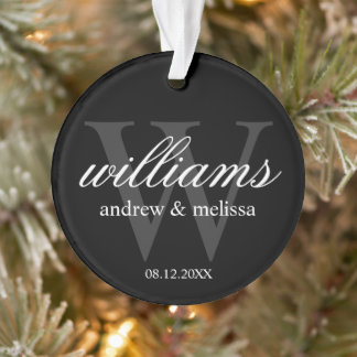 Ornamento Monograma Preto e Branco Personalizado