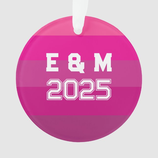 Ornamento Monogramas e anos personalizáveis (Frente)