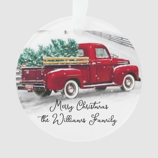 Ornamento Monogramas Red Caminhão de Natal Enriquecido Ornam (Frente)