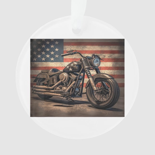 Ornamento Motorcycle USA Flag Biker (Frente)