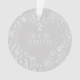 Ornamento MR&MRS NOME DATA DE Casamento Manter Doodle Heart